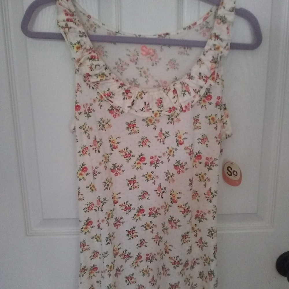 Cute new floral ruffle neck tank